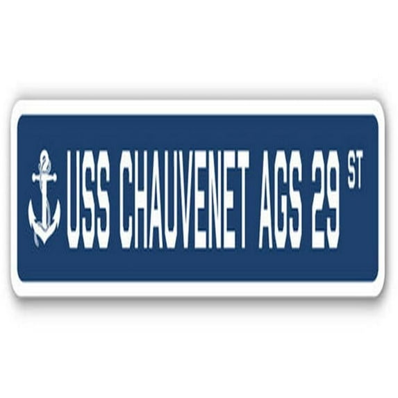 SignMission USS Chauvenet Ags 29 Street Sign Decal - US Navy Ship Veteran Sailor Gift