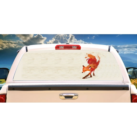 SignMission Vulpes Fox Rear Window Graphic truck view thru vinyl decal HD Graphics Professional Grade Material Universal Fit for Full Size Trucks Weatherproof & Car Wash Safe Made In