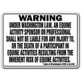 thumbnail image 1 of SignMission WS-A-1218-Washington 12 x 18 in. Washington - Activity Liability Warning Statute Horse Farm Barn Stable Equine Aluminum Sign, 1 of 5