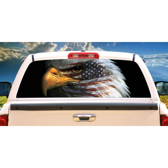 SignMission Warbird Rear Window Graphic Bald Eagle View Thru Vinyl Truck Decal