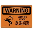 thumbnail image 1 of SignMission Warning Electric Fence Do Not Climb with Symbol OSHA Decal Sign, 1 of 5