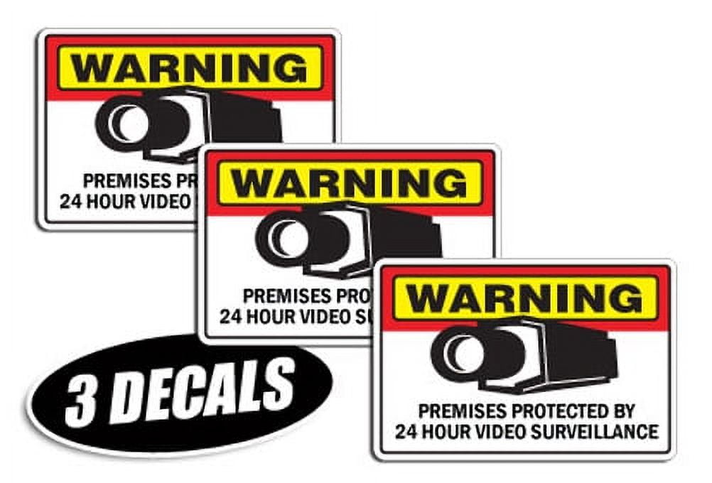 SignMission Warning Premises Protected 24 Hour Video Surveillance Decal ...