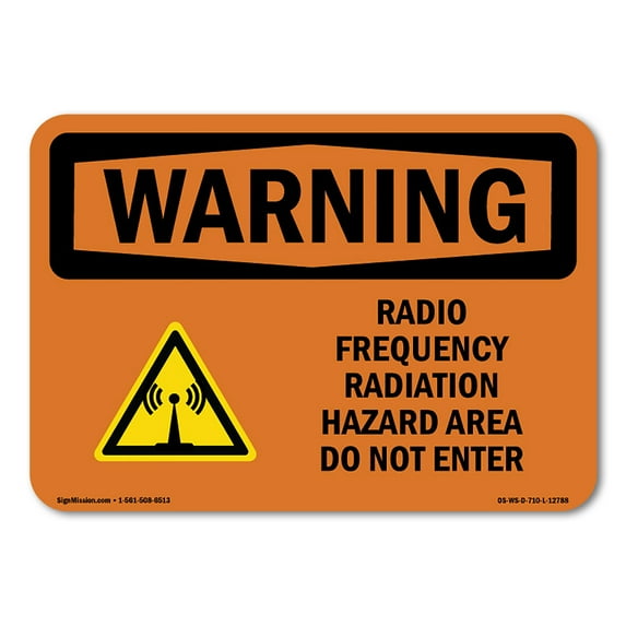 SignMission Warning Radio Frequency Radiation Hazard Area OSHA Decal Sign