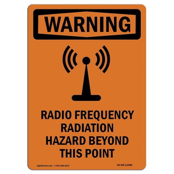 SignMission  Warning Radio Frequency Radiation with Symbol OSHA Aluminum Sign