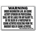 thumbnail image 1 of WASHINGTON Equine Sign activity liability warning statute horse farm barn stable, 1 of 5