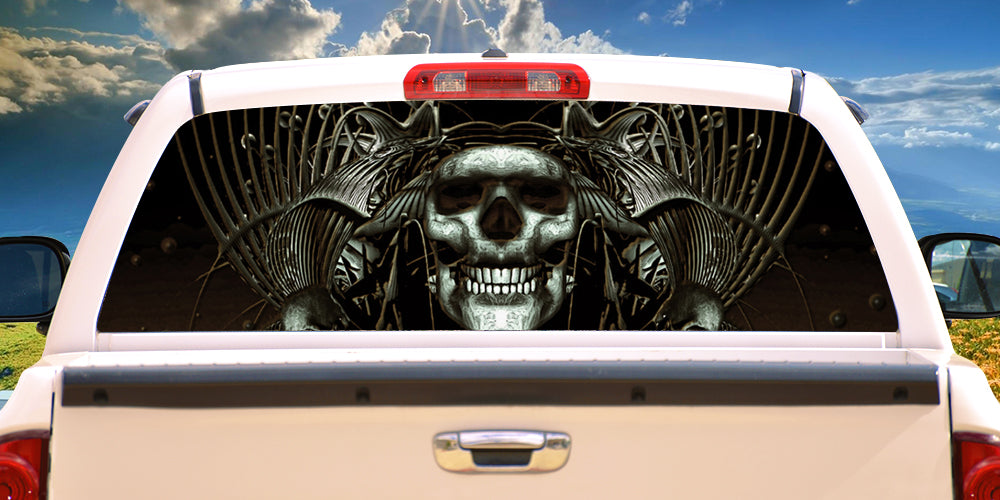 Truck Rear Window Graphic Decal – Perforated Vinyl, Harley Motorcycles Theme, Installs On Exterior Glass - View #2