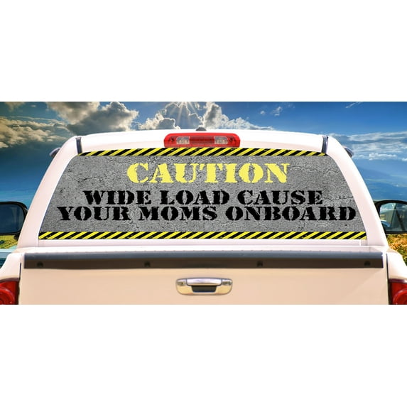 SignMission Wide Load Rear Window Graphic truck view thru vinyl decal HD Graphics Professional Grade Material Universal Fit for Full Size Trucks Weatherproof & Car Wash Safe Made In The