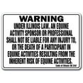 thumbnail image 1 of ILLINOIS Equine Sign activity liability warning statute horse farm barn stable, 1 of 4