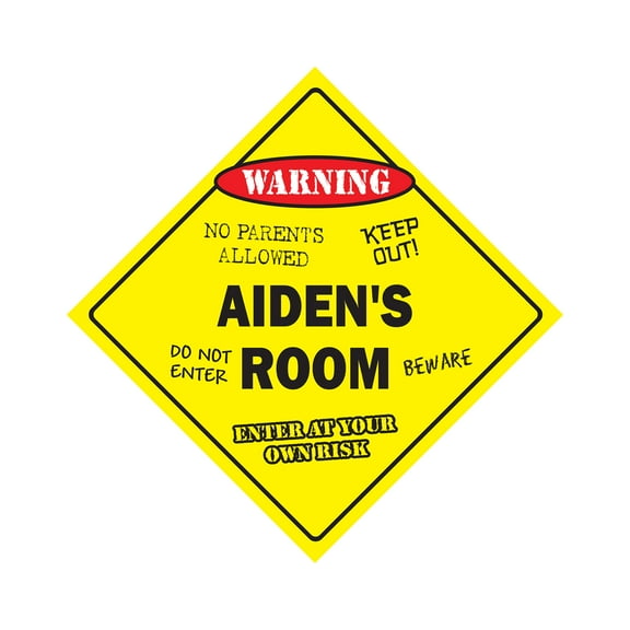 Aiden's Room Sign Crossing Zone Xing | Indoor/Outdoor | 12" Tall kids bedroom decor door children's name boy girl