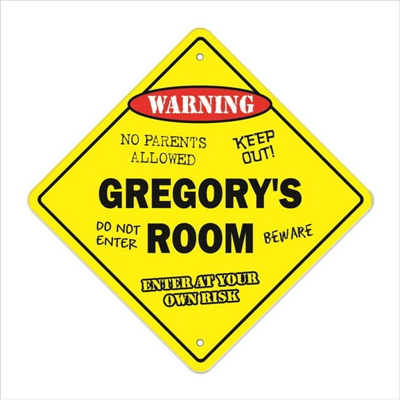 SignMission X-Gregorys Room 12 x 12 in. Crossing Zone Xing Room Sign - Gregorys