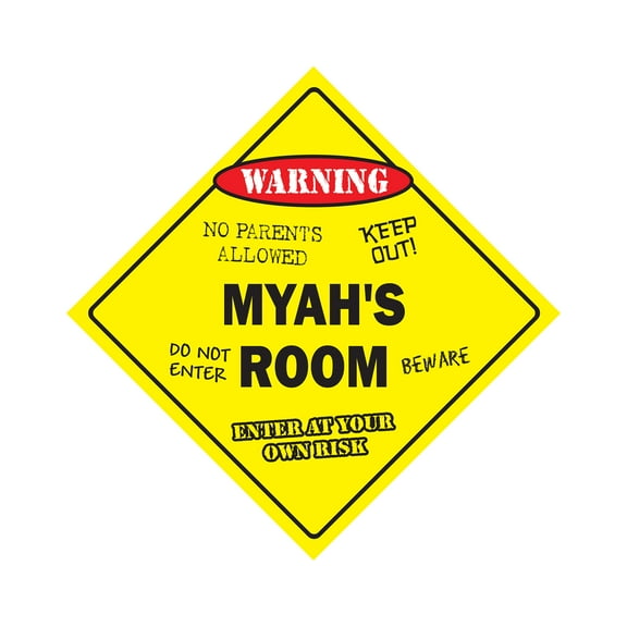 Myah's Room Sign Crossing Zone Xing | Indoor/Outdoor | 12" Tall kids bedroom decor door children's name boy girl