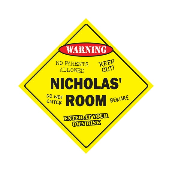 SignMission X-Nicholas Room 12 x 12 in. Crossing Zone Xing Room Sign - Nicholas