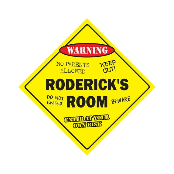 Roderick's Room Sign Crossing Zone Xing | Indoor/Outdoor | 12" Tall kids bedroom decor door children's name boy girl