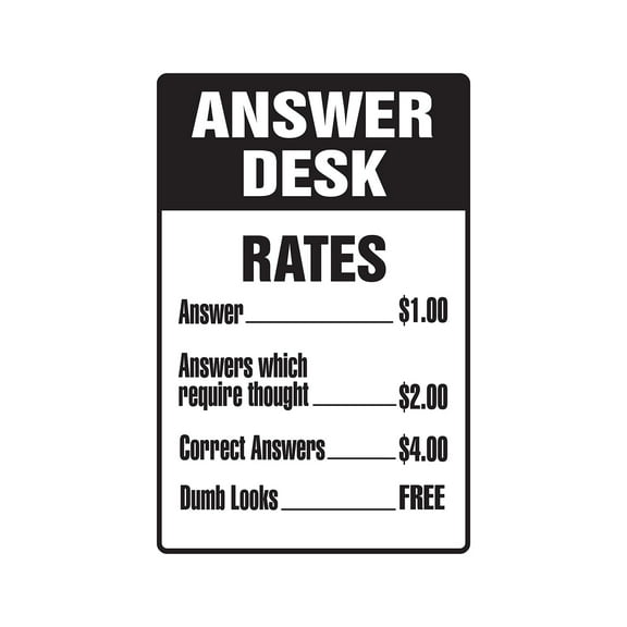 SignMission Z-1014-Answer Desk 10 x 14 in. Answer Desk Sign