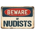 thumbnail image 1 of SignMission Z-1014-BW-Nudists Beware of Nudists Rustic Sign, 1 of 1