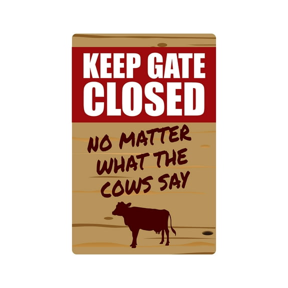 SignMission Z-1014-Keep Gate Closed Cow 14 in. Keep Gate Closed Cow Sign - Warning Animal Cow Farm