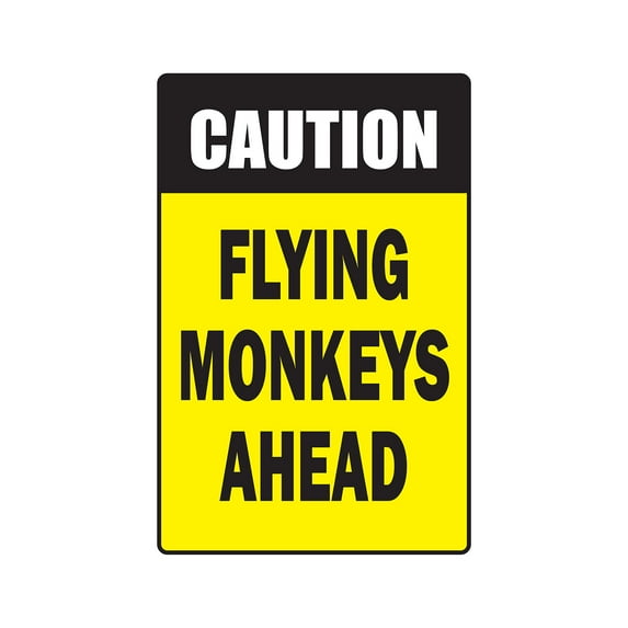 SignMission Z-1117-Caution Flying Monkeys 7 in. Caution Flying Monkeys Ahead Sign - Animalparking