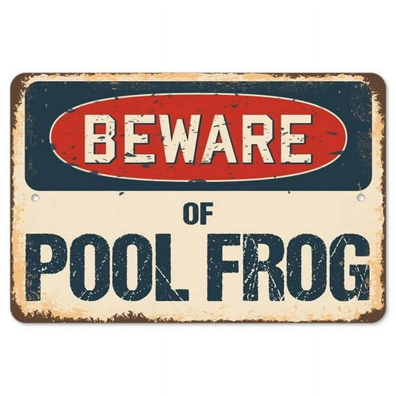 SignMission Z-812-BW-Pool Frog Beware of Pool Frog Rustic Sign