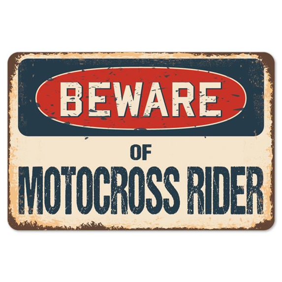 SignMission Z-A-1014-BW-Motocross Rider Beware of Motocross Rider Rustic Sign