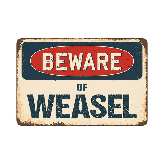 Beware Of Weasel Rustic Sign | Rustic, Distressed Vintage Look | Aluminum Sign | Indoor/Outdoor | Funny Home Décor for Garages, Living Rooms, Bedrooms, Offices