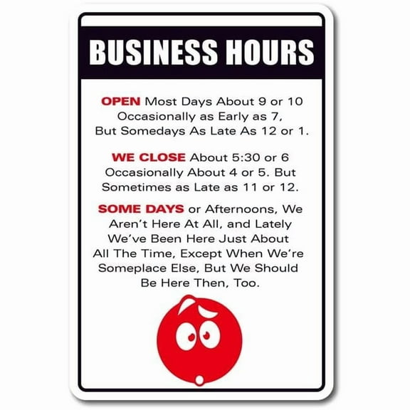 SignMission Z-Business Hours 12 in. Business Hours Sign