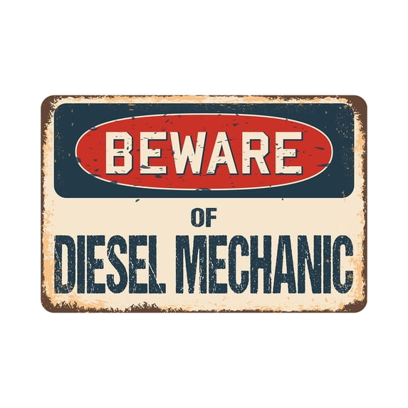 SignMission Z-D-5-BW-Diesel Mechanic Beware of Diesel Mechanic Rustic Sign