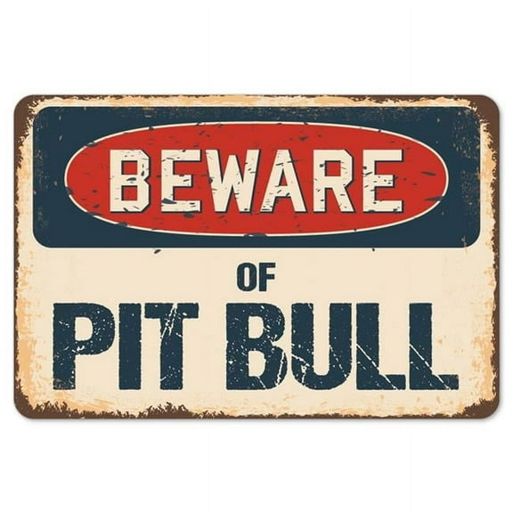SignMission Z-D-5-BW-Pit Bull Beware of Pit Bull Rustic Sign