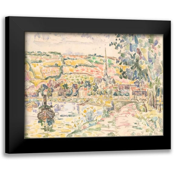 Signac, Paul 18x15 Black Modern Framed Museum Art Print Titled - Petit Andely-The River Bank