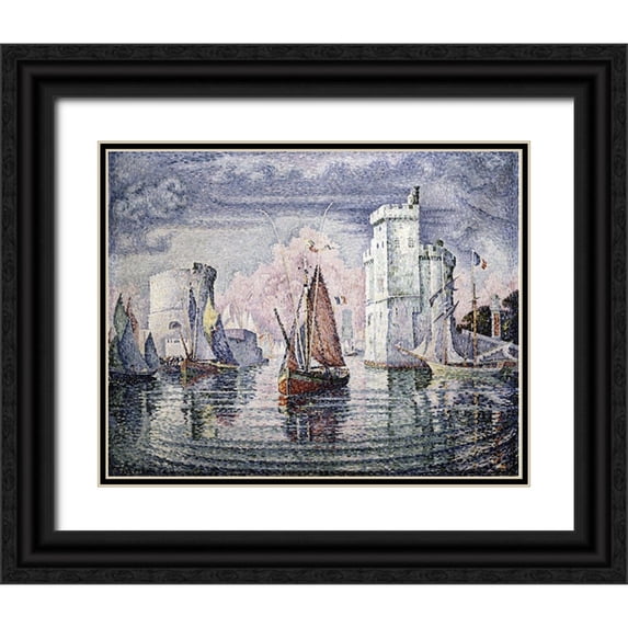 Signac, Paul 18x15 Black Ornate Wood Framed with Double Matting Museum Art Print Titled - Entrance To The Port of La Rochelle
