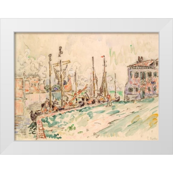 Signac, Paul 24x19 White Modern Wood Framed Museum Art Print Titled - Venice