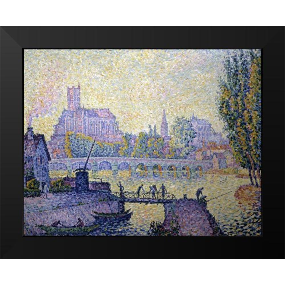 Signac, Paul 24x20 Black Modern Framed Museum Art Print Titled - Bridge at Auxerre Le Pont Due Auxerre