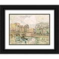 thumbnail image 1 of Signac, Paul 32x25 Black Ornate Wood Framed with Double Matting Museum Art Print Titled - Paris Le Place Dauphine, 1 of 4