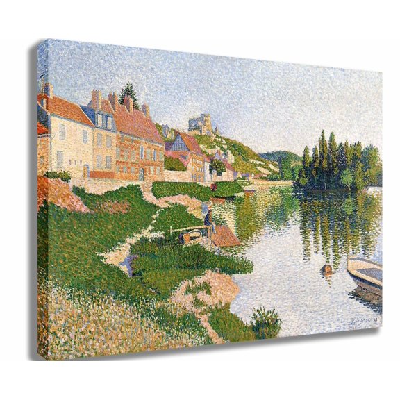 Signac "The River Bank" (1886) Canvas Print