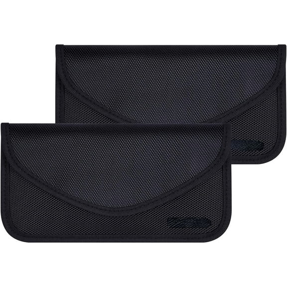 Signal Blocking Bag, 2 Pack RFID Faraday Bag Shield Pouch Cage Box Wallet Case for Cell Phone and Car Key FOB, Privacy Protection, Anti-Hacking - Black