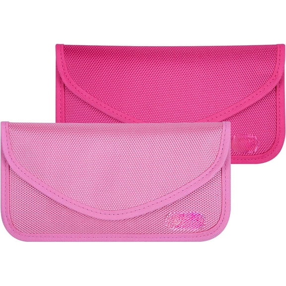 Signal Blocking Bag, 2 Pack RFID Faraday Bag Shield Pouch Cage Box Wallet Case for Cell Phone and Car Key FOB, Privacy Protection, Anti-Hacking - Pink & Hot Pink