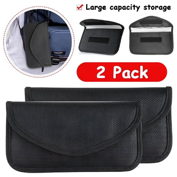 Signal Blocking Bag for Cell Phone and Car Key Fob, EMF Radiation Shield Pouch, Anti-Tracking GPS Privacy Protector, Waterproof Phone Case for Travel, Home, Office, 2 Pack