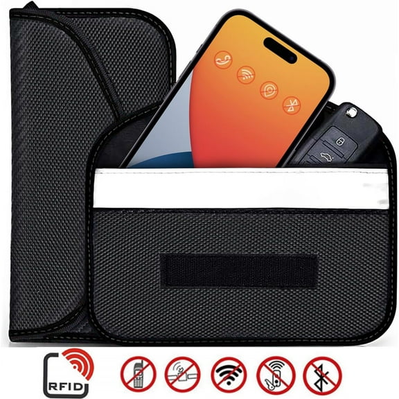 Signal Blocking Bag, GPS RFID Faraday Bags for Phones Faraday Bag Pouch Shield Cage Wallet Phone Case for Cell Phone Privacy Protection Car Key FOB, Anti-Tracking Anti-Spying