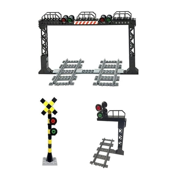General Jims Toys & Bricks Railway Signal Control Lights, 3-in-1 Building Blocks Accessory, Modular City Set