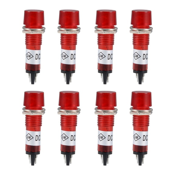 Signal Indicator Dash Light DC 24V Neon Bulbs XD10-3 Red 10mm Panel Mount 8Pcs