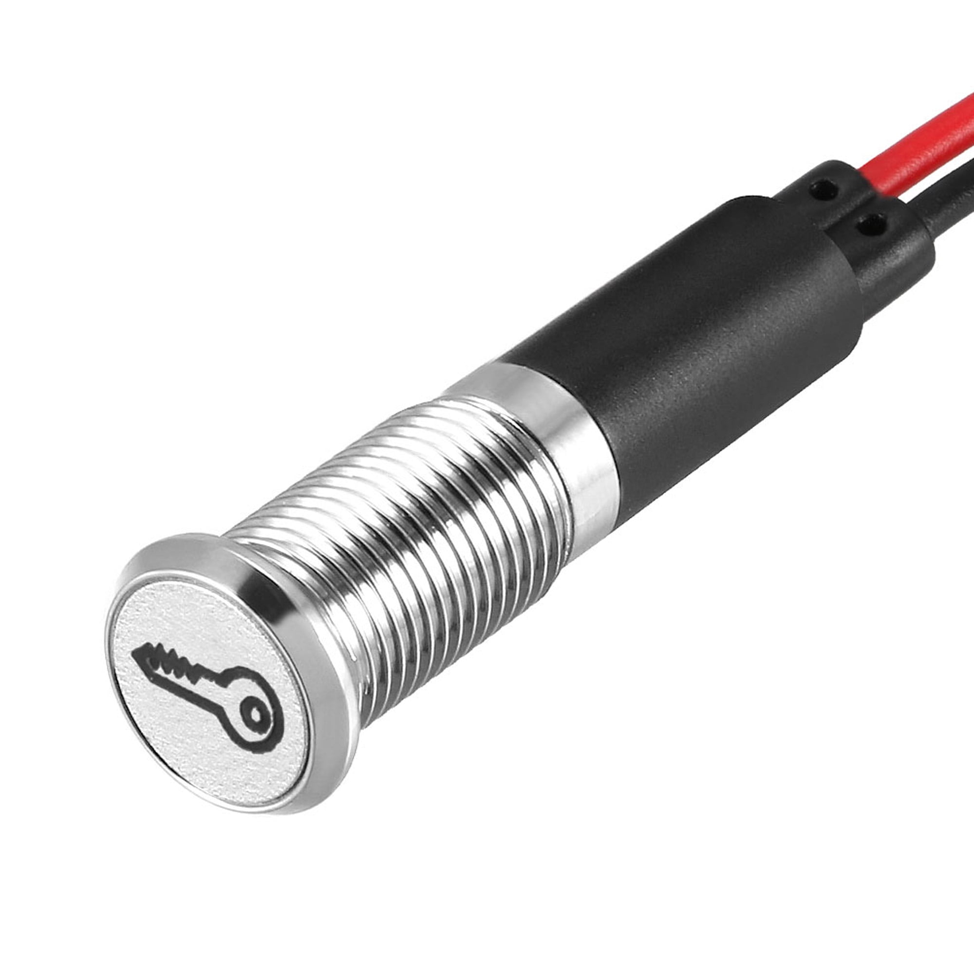 Signal Indicator Light DC 12V 8mm, Red LED Metal Shell with Symbol (Key