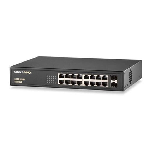 Signamax Connectivty  C-100 16 Port Gigabit PoE Plus 2 SFP Ethernet Switch