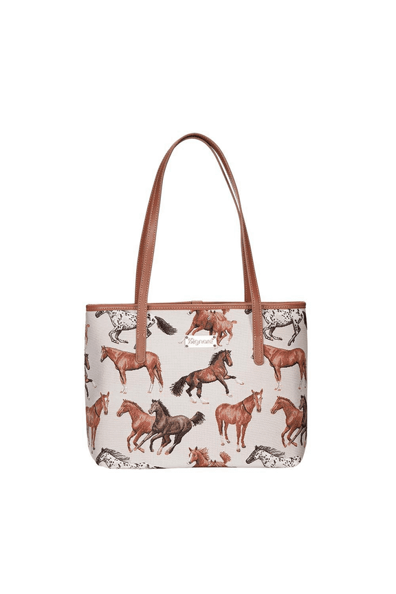 Brown Running Horse Shoulder Tote Bag
