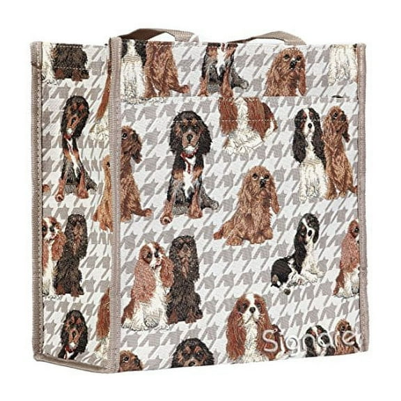Signare Signare Tapestry Shoulder Bag Shopping Bag for Women with Cavalier King Charles Spaniel Dog Design (SHOP-KGCS)