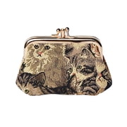 Signare Tapestry Brown Cat Frame Clasp Purse