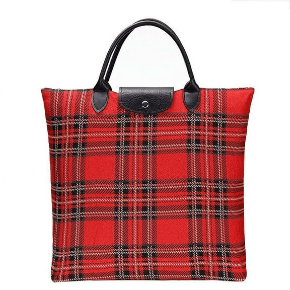 Signare Tapestry Royal Stewart Tartan Red Foldaway Grocery Bag
