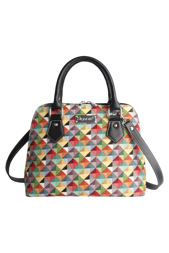 Multicolor Triangle Convertible Top Handle Purse Bag