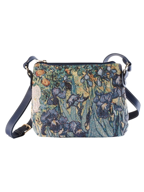Women's Fine Art Tapestry Crossbody Bag - Van Gogh Irises Purs