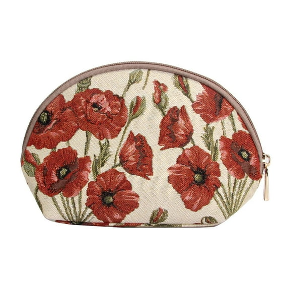 Signare Women's Poppy Tapestry Cosmetic Case - Floral Travel Make-up Storage Tote