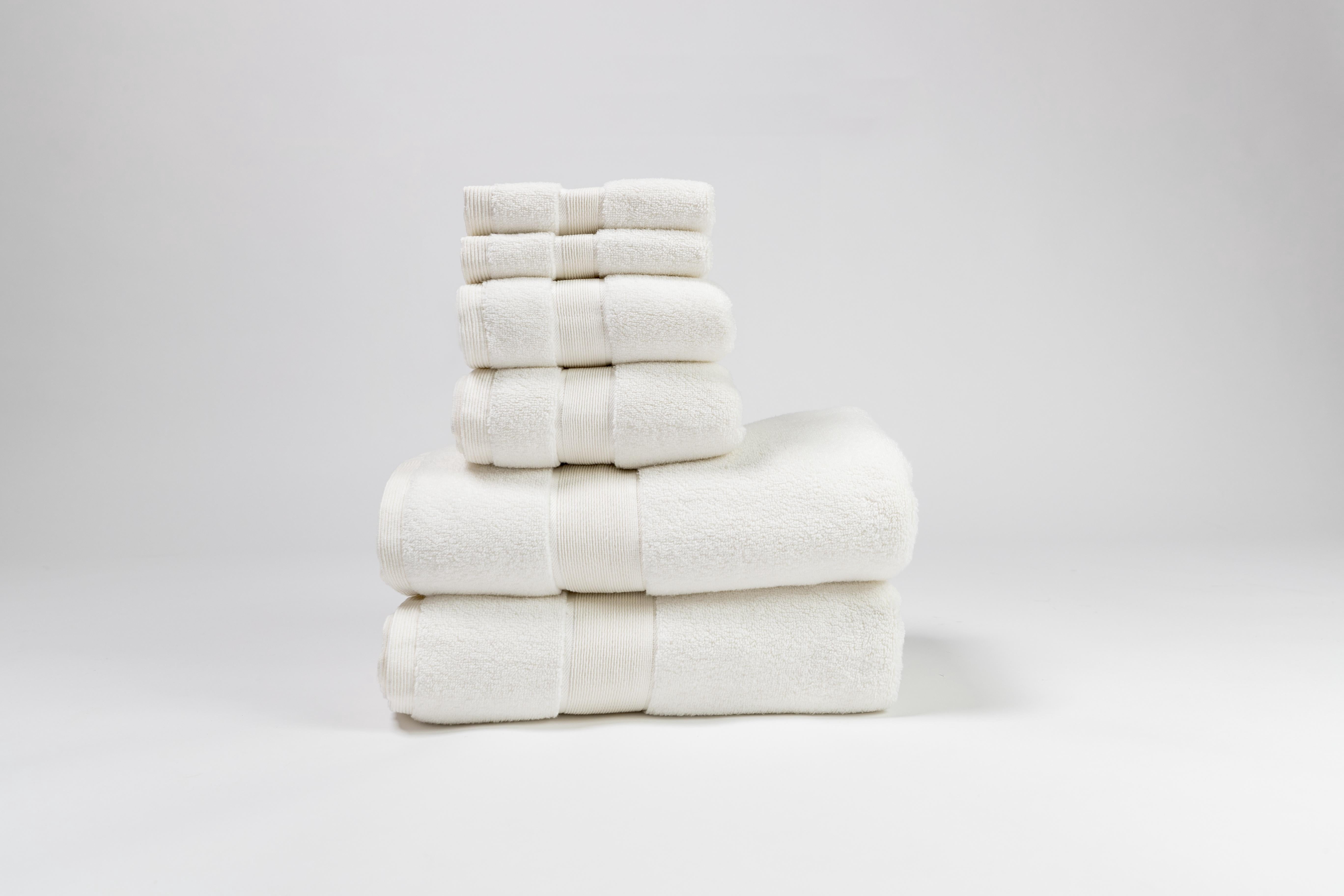 Signature 6-Piece 100% Cotton Bath Towel Set in Creme
