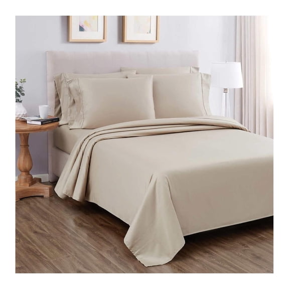 Signature 680 Thread Count 6-Piece Sheet Set (Queen, Beige)